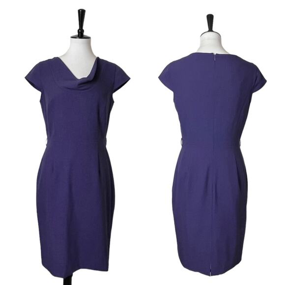 Calvin Klein Dress Sheath Pencil Drape Neck Cap Sleeve Purple Women’s Size 4 - Picture 10 of 10